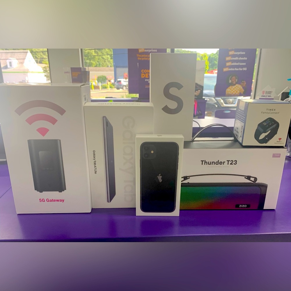 2 phones/Samsung tablet/Wifi for home/Timex watch/ Bluetooth speaker